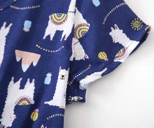 Vista 3 de CHUNG Camisón de algodón para mujer, con estampado casual hasta la rodilla, camisa de manga corta