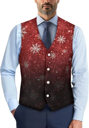 Vista 28 de TODIYADDU Single Breasted Sleeveless Vest for Men Tuxedo Vest Mushroom