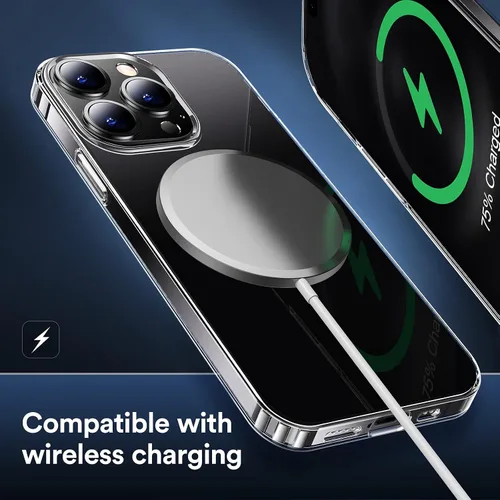 Vista 5 de Funda transparente compatible con iPhone 13 Pro Max 2021 - Funda protectora transparente sin amarillamiento a prueba de golpes, delgada