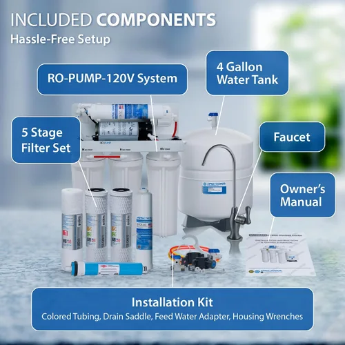 Vista 5 de APEC Water Systems RO-PUMP-120V Sistema de filtración de agua potable de ósmosis inversa ultra seguro de nivel superior con bomba de refuerzo