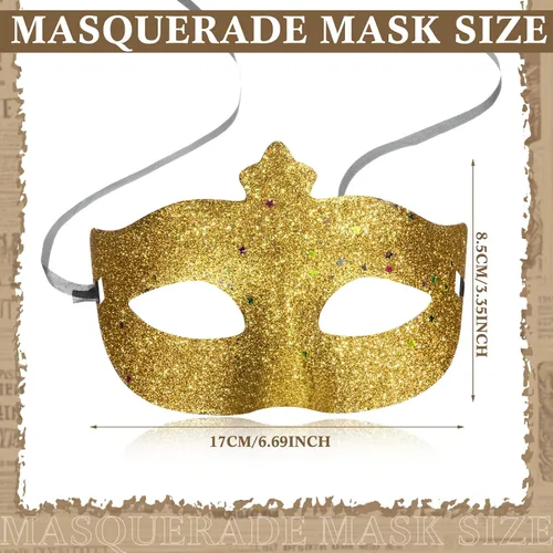 Vista 6 de 30 máscaras de Mardi Gras máscara de máscaras a granel para mujeres y hombres máscara veneciana de plástico con purpurina brillante máscaras