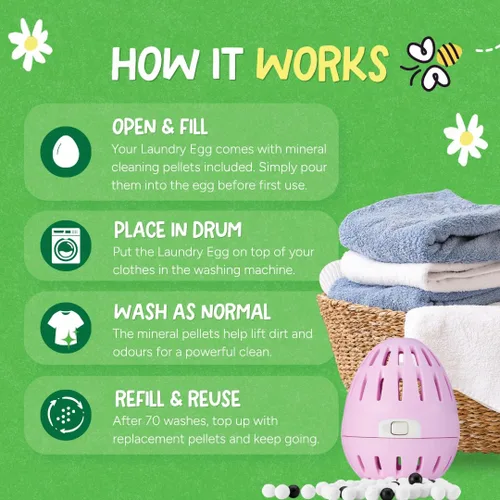 Vista 3 de Ecoegg Detergente para ropa sucia, 70 cargas, flor de primavera, piel sensible