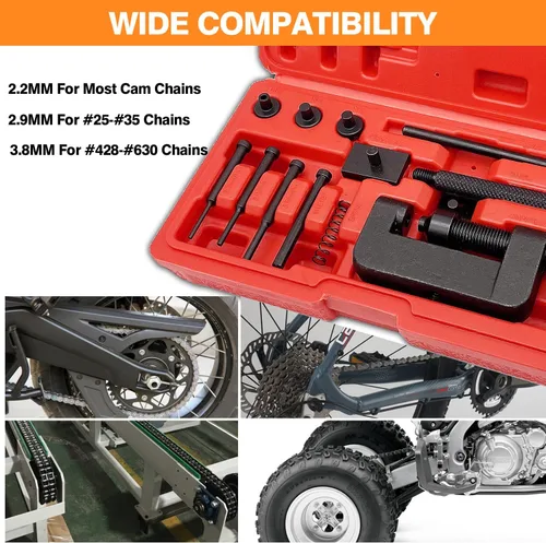 Vista 5 de Rompacadenas, 13 piezas, juego de herramientas de remache para motocicleta, bicicleta, ATV