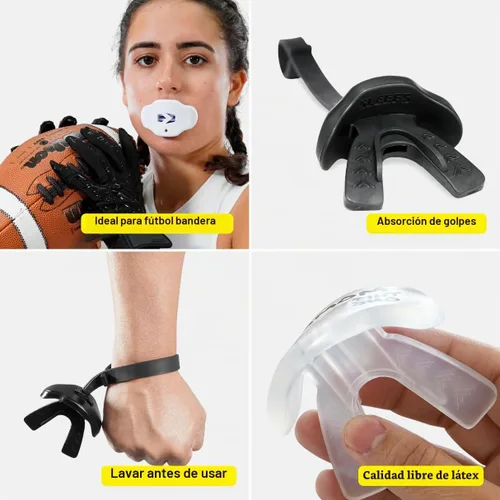 Vista 6 de SLEEFS - Protector bucal de fútbol - Protector de labios/boca con correa para casco - Protector de labios/dientes - Sin hervir