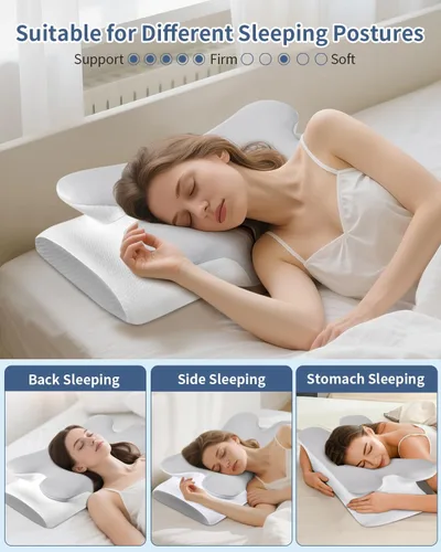 Vista 6 de Cervical Neck Pillow for Pain Relief - Ergonomic Pillow for Sleeping, Contour Memory Foam Pillows Orthopedic Bed Pillow for Side Back Stomach