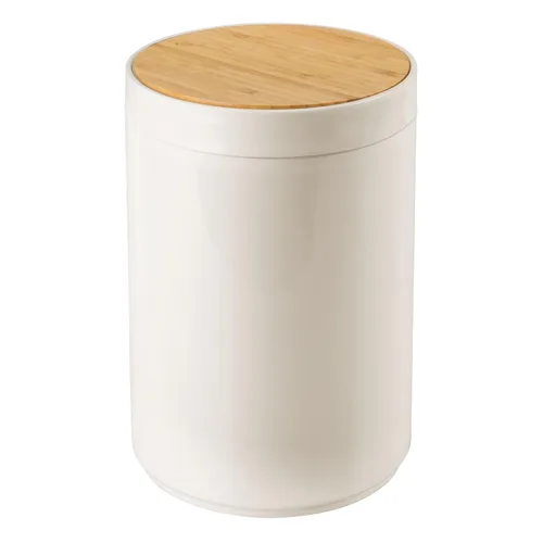 Vista 7 de mDesign Basurero de plástico redondo pequeño - Papelera de basura con contenedor de tapa de cierre oscilante - Papelera de baño - Sostiene residuos