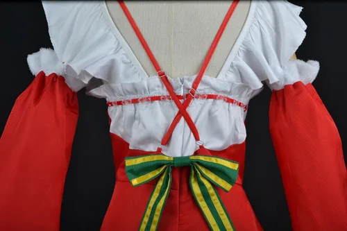 Vista 2 de Rem Ram cosplay Red Maid dress Christmas Costume Christmas Hat Lolita masquerade dress