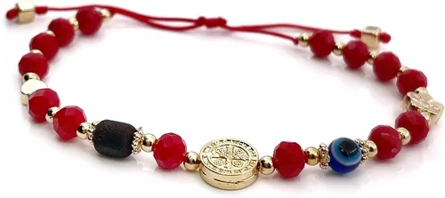 Vista 2 de SIFRIMANIA Positive Energy Evil Eye Talisman Genuino Azabache Rojo Pulsera de Protección Ajustable para Mujer