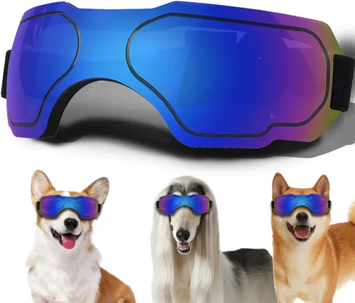 Vista 25 de Gafas de sol para perros pequeños, gafas para perros con correa ajustable, protección UV, adecuadas para perros pequeños Estilo liso-Multicolor