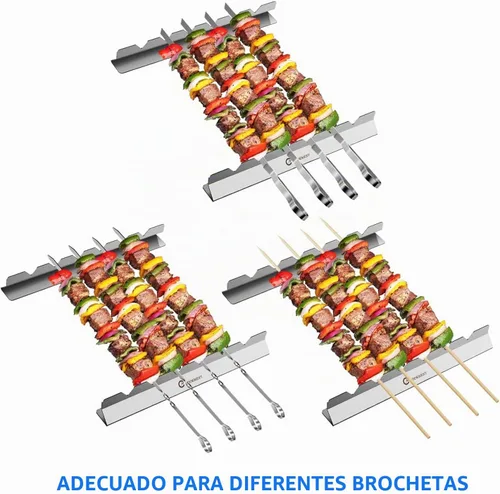 Vista 3 de Estante Kabob para brochetas de Kebab - Estante de barbacoa de acero