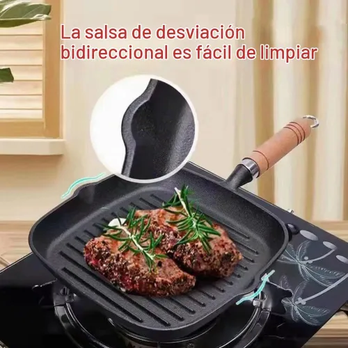 Vista 9 de Sartén antiadherente de 9 pulgadas para estufas, versátil sartén antiadherente sin recubrimiento, olla de carne de hierro fundido, parrilla