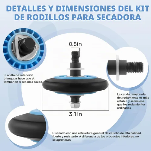 Vista 3 de DC97-16782A Piezas de secadora para Samsung Kit de repuesto de rodillo de secadora DV45H7000EW/A2 DV42H5000EW/A3 Incluye DC97-16782A Rodillo Secador