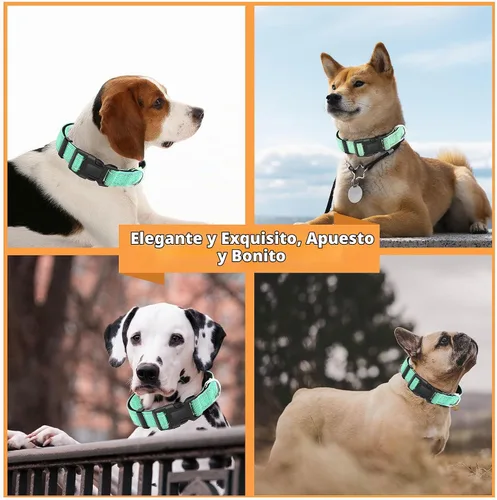 Vista 5 de Paquete de 2 collares reflectantes para perros con hebilla de cierre de seguridad, collar de nailon suave, transpirable y cómodo ajustable