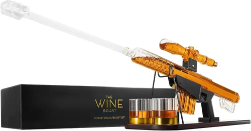 Vista 11 de Decantador de Francotirador Grande de 18", Regalos para Hombres Papá, Juego de Decantador de Whisky - Pistola de Vidrio con Mira de Francotirador AR