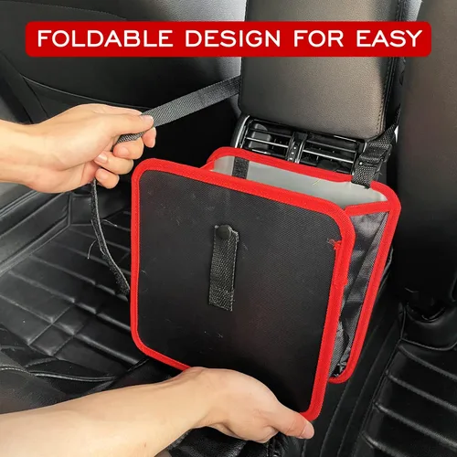 Vista 3 de beypovk Cubo de basura colgante para automóvil, organizador de bolsas de basura plegable y portátil para automóvil, 8.7 x 8.7 x 5.7 pulgadas