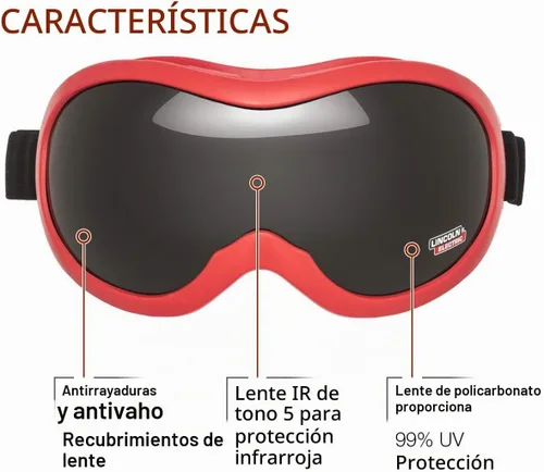 Vista 2 de Lincoln Electric Gafas de corte y molienda Shade 5 Anti niebla Anti Scratch K3118-1