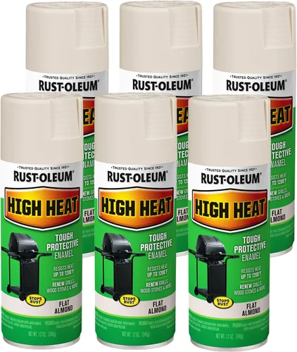 Vista 18 de Rust-Oleum 7750830 Pintura en aerosol de esmalte de alta temperatura, 12 onzas, almendra Protección de hasta 1200 °F, parrillas, ahumadores