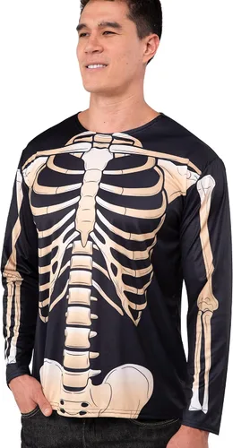 Vista 3 de Spooktacular Creations Disfraz de camiseta de esqueleto para hombres adultos disfraz de esqueleto de manga larga 3D para fiesta de disfraces