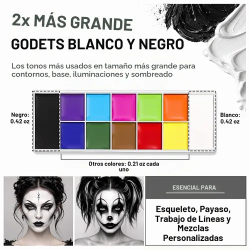 Vista 7 de UCANBE Athena Basic Face Body Paint Palette 12 Colors Oil-Based SFX Kit