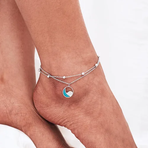 Vista 114 de CHIC & ARTSY Tobilleras delicadas de plata de ley S925 para verano, pulsera de tobillo ajustable multicapa para playa, joyería de pie para mujer