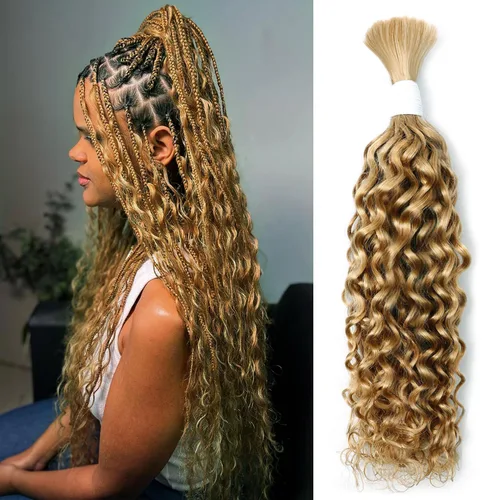 Vista 26 de Liqusee Cabello Humano para Trenzar 3.53 oz Un Paquete 14 Pulgadas Negro Natural Ondulado Rizado a Granel Cabello Humano para Trenzar Sin Trama 100%