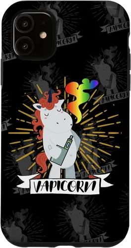 Vista 5 de iPhone 14 Vapicorn - Unicornio Vaping Divertido - Funda Rainbow Vape Clouds