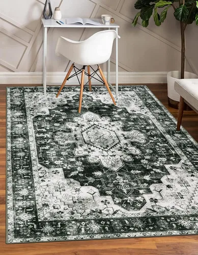 Vista 26 de Moynesa Alfombra ultra fina lavable de 2 x 3 pies, alfombra pequeña de cocina para entrada, interior, antideslizante, tapete vintage para puerta