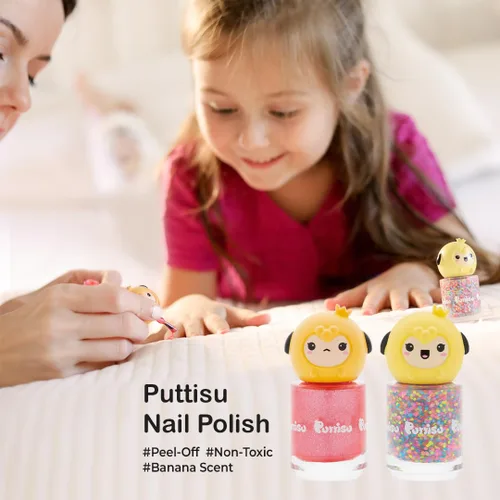 Vista 6 de Puttisu Glitter Pang Pang - Esmalte de uñas de alto brillo tipo adhesivo a base de agua, pelable, no tóxico (G05 estanque esmeralda)