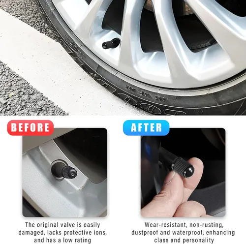 Vista 3 de Ziciner 20 tapas de válvula de neumático, tapones de válvula de neumático de plástico para coche con sello de goma O, cubiertas de válvula de rueda