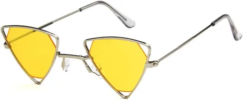 Vista 6 de Shiratori Lentes de sol retro clásicos y elegantes para hombres y mujeres, 100% protección UV, estilo de diseño triangular Negro naranja
