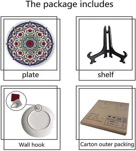 Vista 6 de Platos de cerámica, platos de cerámica decorativos marroquíes, estilo vintage mediterráneo, 7 pulgadas, para comedor, fiestas, bodas, multicolor