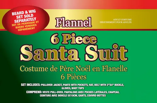 Vista 3 de Rubies Flannel Santa Claus Suit for Adults, Men's XL