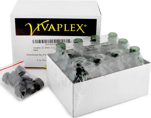 Vista 3 de Vivaplex, 12, botellas de vidrio verdes, de 2 onzas, con tapas