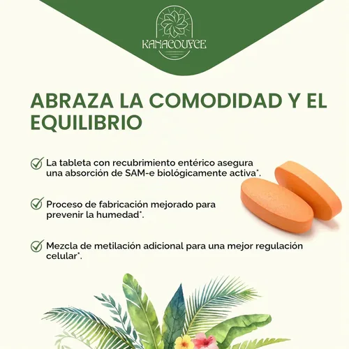 Vista 6 de 1100mg SAM-e (S-Adenosil-L-Metionina), SAM e Suplemento
