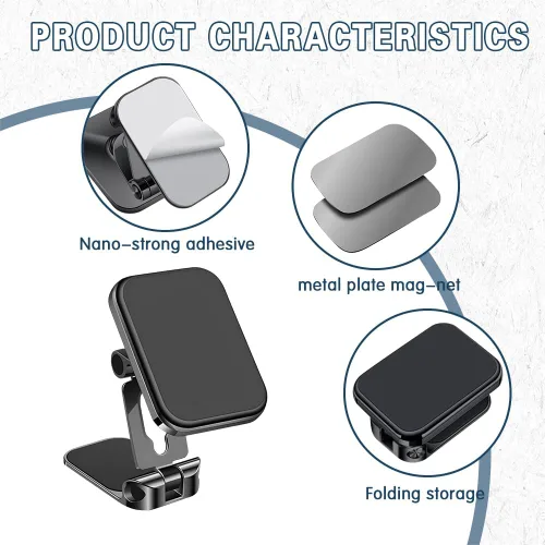 Vista 7 de Soporte para teléfono de coche, soporte para salpicadero de coche, soporte para teléfono celular, rotación de 360 grados, soporte magnético