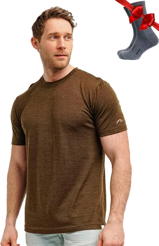 Vista 8 de Camiseta 100% de lana merino para hombre - Camiseta interior de capa base Tinta negra