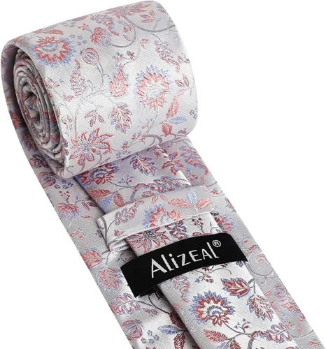Vista 145 de Alizeal Mens 3.15inches Leaf Flower Pattern Tie with Floral Pocket Square Set