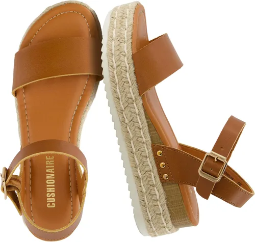 Vista 10 de Sandalias de plataforma CUSHIONAIRE Melissa estilo alpargata para mujer con correa al tobillo ajustable y plantilla de espuma viscoelástica