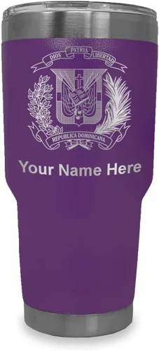 Vista 11 de LaserGram Taza aislada al vacío de 20 onzas, escudo de armas, República Dominicana, grabado personalizado incluido (gris)