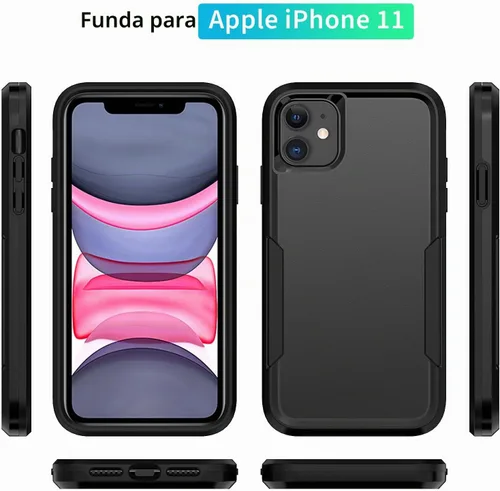 Vista 2 de Funda protectora para iPhone 11 de 6.1 pulgadas, con protector de pantalla, probada contra caídas de grado militar, resistente y resistente a prueba