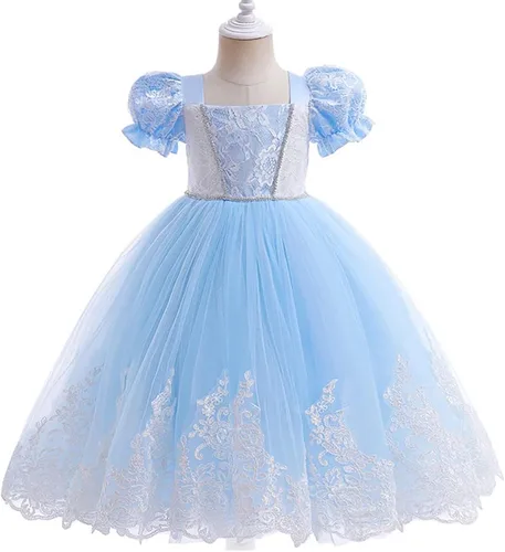 Vista 3 de Disfraz de princesa para niños y niñas, vestido largo de baile + peluca de hada, disfraz de Halloween, Navidad, carnaval, cosplay