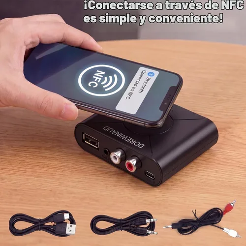 Vista 3 de Receptor de audio Bluetooth 5.3 para estéreo casero, adaptador AUX RCA a