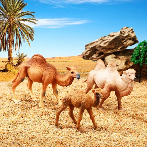 Vista 6 de Supervitae 8 piezas de camellos de plástico grandes, figuras de plástico de gran tamaño salvaje árabe camello dromedario, figuras de animales