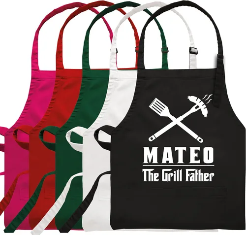 Vista 2 de Delantal personalizado para hombres, regalo de chef personalizado, regalo del día del padre, regalo de barbacoa y parrilla para papá, delantal