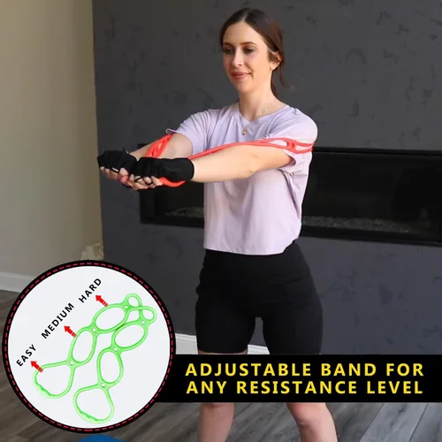 Vista 2 de Walk At Home Guantes de entrenamiento negros Happy Walking Fitness para hombres y mujeres con 7 anillos ajustables bandas de resistencia bandas