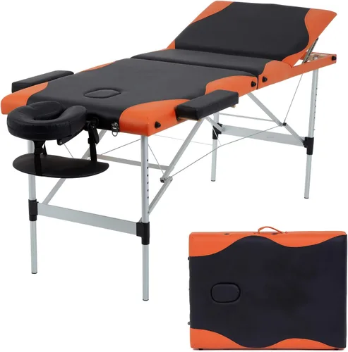 Vista 11 de Mesa de masaje, cama de masaje de 73 pulgadas, altura ajustable, 2 pliegues, de aluminio, de piel sintética, para belleza, spa, con funda