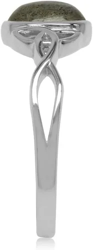 Vista 3 de Silvershake Anillo de plata de ley 925 con diseño de nudo celta triquetra Trinity de cabujón