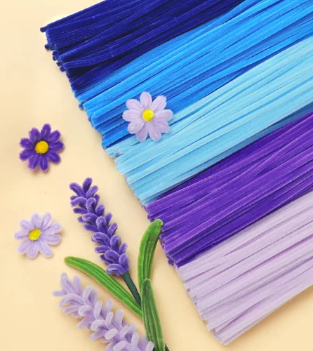Vista 26 de IOOLEEM - Limpiapipas, 200 tallos de chenilla para hacer flores de color rosa claro