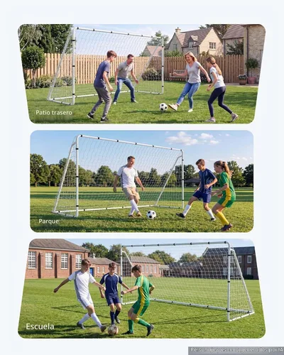 Vista 7 de VEVOR Soccer Goal 12x6 FT Soccer Goal for Backyard with Iron Frame PE Net