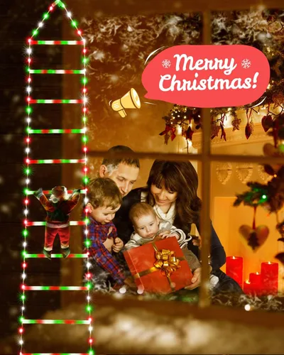 Vista 8 de Luces LED de escalera para decoraciones navideñas de 10 pies con Papá Noel